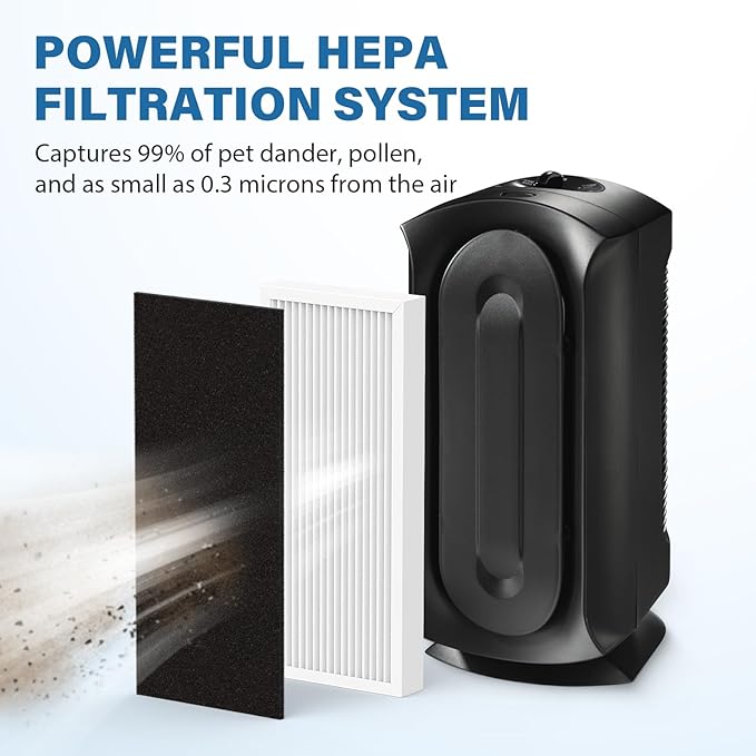 4 Pack 990051000 Replacement Filter Compatible with Hamilton Beach TrueAir Air Purifier 04383 04384 04385 04386