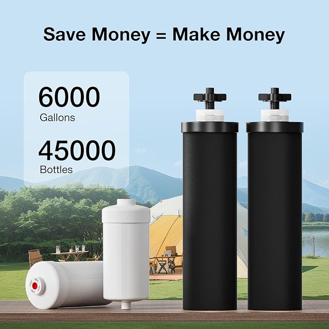 7-stage Filtration Compatible PF-2 Purification Elements Combo Pack NSF/ANSI 42&372 Certified,Replacement for ProOne® and Berkey® PF-2® Countertop Gravity Water Filter System Series (4 Pack)
