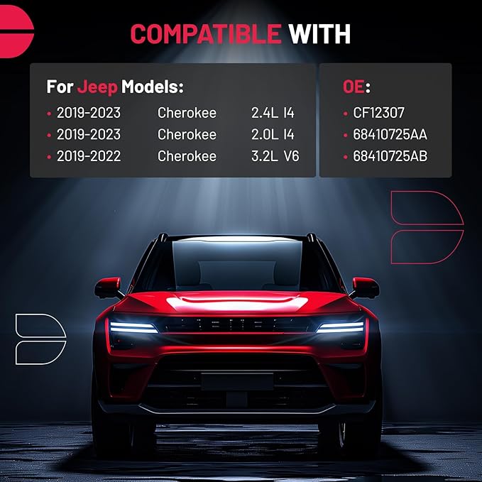 BDFHYK 1PC CF12307 Cabin Air Filter with Activated Carbon Compatible with Jeep 2019-2023 Cherokee 2.0L 2.4L 3.2L