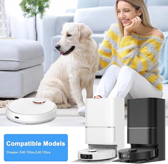 23 PCS Replacement Parts for Dreame X40 Ultra, L40 Ultra, X40 Master, MOVA P10 Pro Ultra Vacuum Cleaner, 1 Main Brush, 4 HEPA Filters, 6 Mop Pads, 6 Dust Bags, 6 Side Brush Accessories Kit