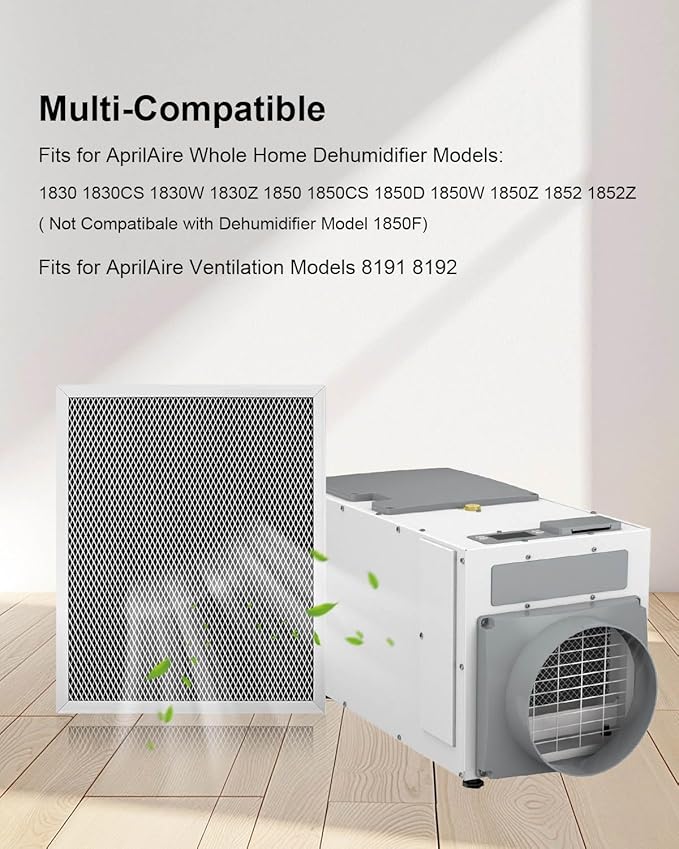 Washable Dehumidifier Filter Fits for AprilAire Whole-House Dehumidifiers Models 1830 1850 1852 and Ventilation Models 8191 8192 Replace 5443, MERV 8 Replacement Filter 10x12x1(Pack of 1)