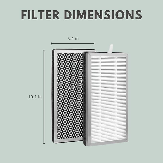 Nispira True HEPA Replacement Filter with Activated Carbon Compatible with MA#15 Air Purifier Part MA15R. 2 Packs