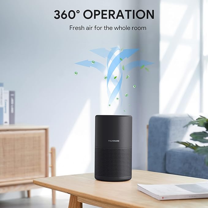 FULMINARE Air Purifiers for Bedroom H13 True HEPA Air Filter Quiet Air Cleaner With Night Light Portable Small Air Purifier for Home, Office, Living Room (Black 2 Pack)