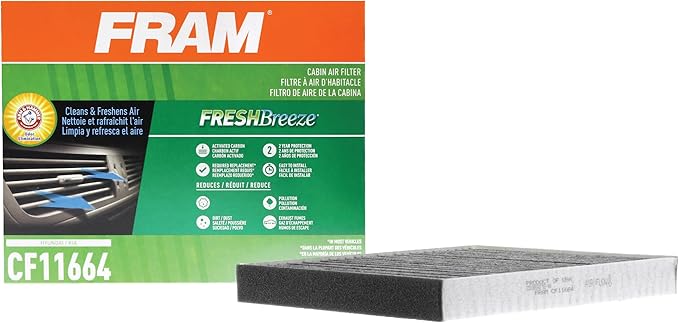 FRAM Fresh Breeze Cabin Air Filter Replacement for Car Passenger Compartment w/ Arm and Hammer Baking Soda, Easy Install, CF11664 for Hyundai / Kia Vehicles