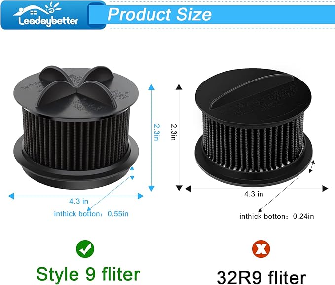 Leadaybetter 2 Replacement Foam & Filter Compatible with Style 9, 10 & 12, Replace Part # 2031085ES, 203108532065,2031183,32064 & 32065