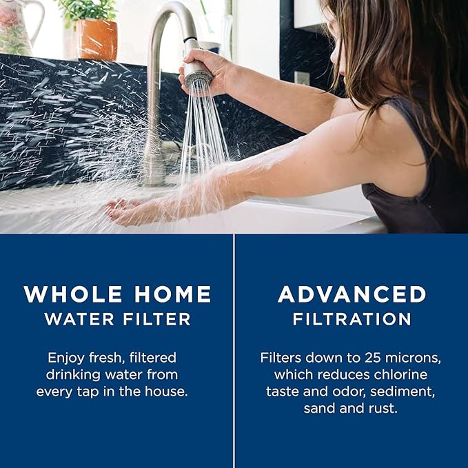 GE FXHTC Whole House Water Filter | Replacement for Water Filtration System | NSF Certified: Reduces Chlorine, Sediment, Rust & Other Impurities | Replace Every 3 Months for Best Results | 1 Filter