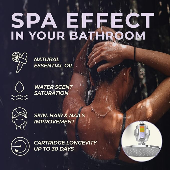 AquaHomeGroup Vitamin C + E + A Shower Filter Replacement Cartridge with Aroma Granules (Lavender) - Removes Chlorine, Supports Skin & Hair Health - Compatible with Similar 15 20 Stage Filters