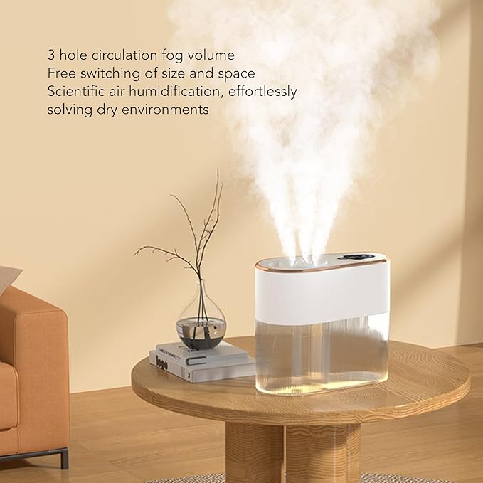2.2L Water Tank Quiet Cool Mist Humidifier 4.5W USB Rechargeable Humidifier Night Light Aromatherapy, for Car Home Room Office