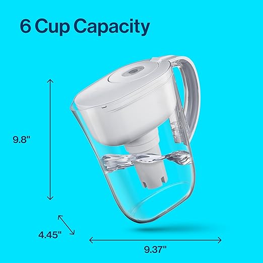 Brita Water Filter Pitcher for Tap and Drinking Water with 1 Standard Filter, Lasts 2 Months, 6-Cup Capacity, BPA Free, White