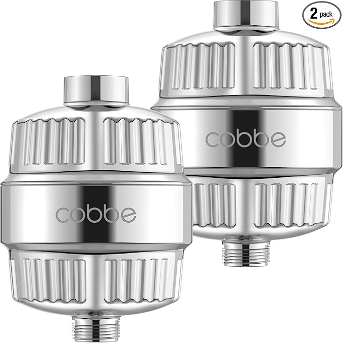 Cobbe HD HEAVY DUTY High Output Shower Filter 2 Pack – 99% REMOVAL Shower Head Filter for Hard Water, Heavy Metals, Chlorine and Harmful Substance, Improve your skin and hair - Chrome
