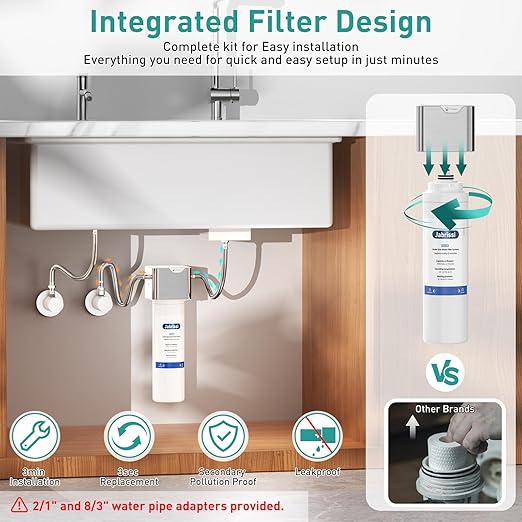 Under Sink Water Filter, NSF/ANSI 42&53 Certified, 1 Years or 10000 Gallons Ultra, Removes Heavy Metals, Chlorine,Bad Taste & Odor, Direct Connect Undersink Water Filtration System, USA Tech