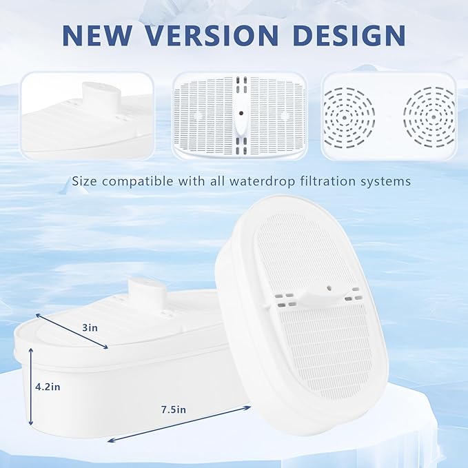 4 pack Replacement Filter for Water-drop Pitcher Filtration System, Water Filter Compatible with Waterdrop® WD-PF-01A Plus, Reduces PFOA/PFOS，Chlorine