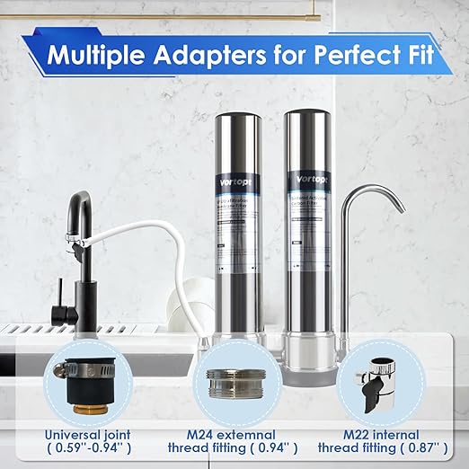 Countertop Water Filter System,Direct Connect Water Filtration-0.01μm Filtration Reduces PFOA/PFOS,Chlorine,Heavy Metals,Bad Odors-C2 and UF Filter