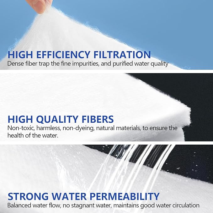 UBeesize Aquarium Filter Media Floss, 24" x 36" Pond Filters for Outdoor Ponds and Fish Tank, High Efficiency Aquarium Filter Material, No Dye and Reusable Filter Floss