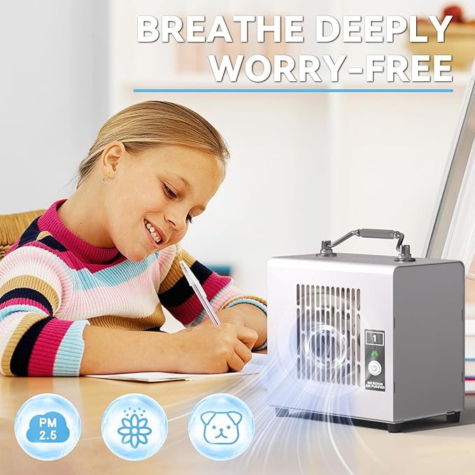 Portable Ionic Air Purifier, Hassle-Free Design, Type-C Rechargeable, 6-Hour Battery, Removes 99.5% of Pollen & Smoke, Ultra-Quiet 25dB, Ideal for Travel, Office, Bedroom, Covers Up to 20㎡