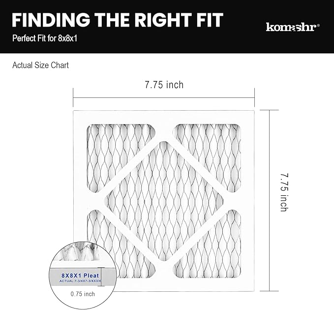8x8x1 Air Filter MERV 13 (4-Pack), HVAC/Furnace AC Filter Replacement, Dust Defense–Comparable with MPR 1500-1900 & FPR 10 (Actual 7.75x7.75x0.75)