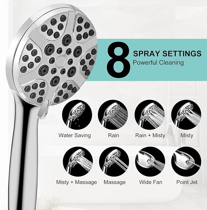 Tub Spout with Diverter, High Pressure 8 Settings Hand Held Shower head, Metal Bathtub Faucet with Sprayer Chrome