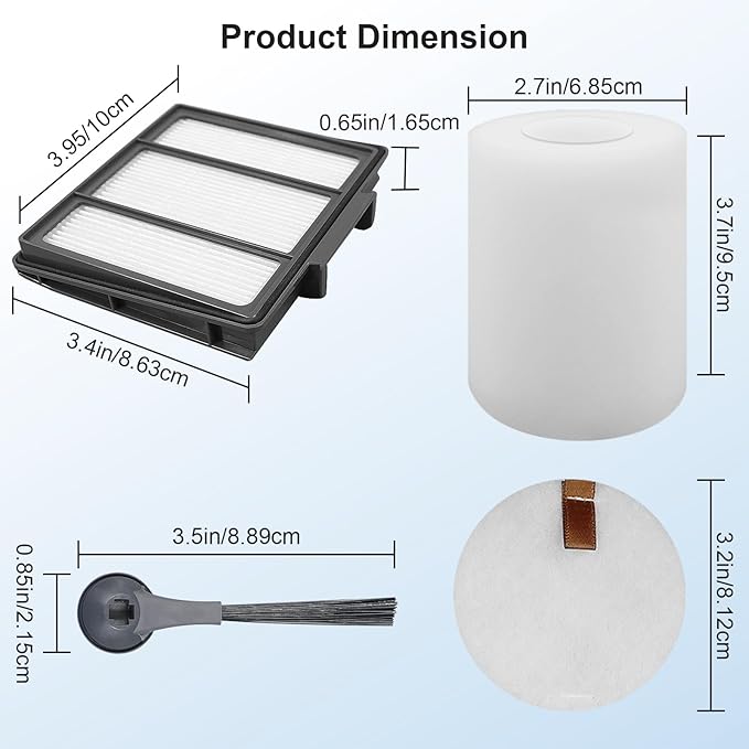 RV1001AE Filter Replacement Part Aaccessory Set for Shark IQ R101AE RV1001AE RV100AE AV912S AV1002AE, Vacuum Cleaner Filter for Shark AV2501S RV2502AE RV2520 RV2510, (15PCS)