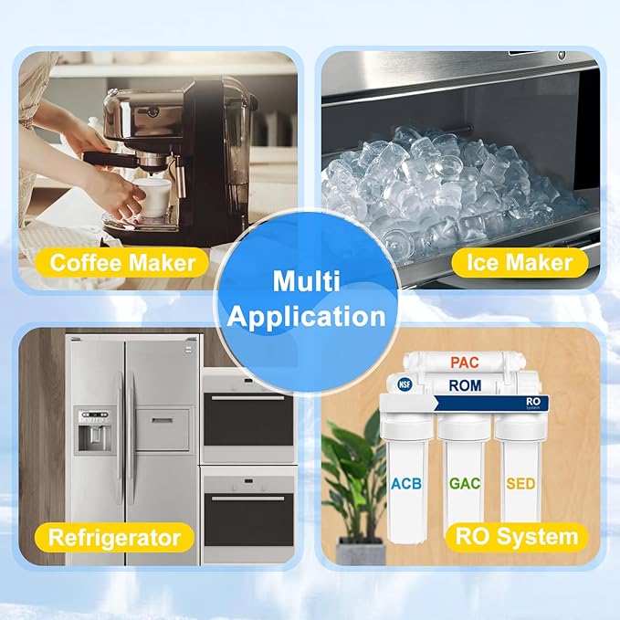 Inline Water Filter Kit for Refrigerator and Ice Maker,1/4" Quick Connect Post Carbon Filter Replacement for Reverse Osmosis System with Feed Water Valve,1/4" Water Line and Fittings