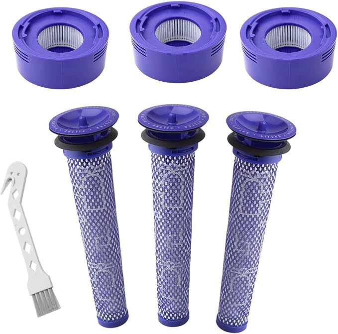 6 Pack Vacuum Filter Replacement for DYS V8 filter, DYS V7 Filter Replacement for V8 Animal V8 Absolute Vacuum Cleaner, 3 Pre Filters & 3 Post Filters, Replaces Part # 965661-01 & 967478-01