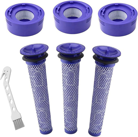 6 Pack Vacuum Filter Replacement for DYS V8 filter, DYS V7 Filter Replacement for V8 Animal V8 Absolute Vacuum Cleaner, 3 Pre Filters & 3 Post Filters, Replaces Part # 965661-01 & 967478-01