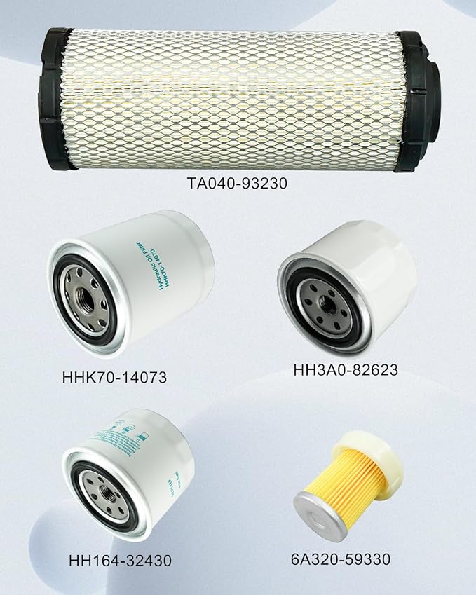 Filter Kit Fit For Kubota L2501 L2800 L3200 L3400 L3700SU L3800 HST Tractor, Air Filter, Oil Filter, Lube Filter, Fuel Filter, Hydraulic Oil Filter Kit Replaces HH164-32430 6A320-59930, 6 Pcs