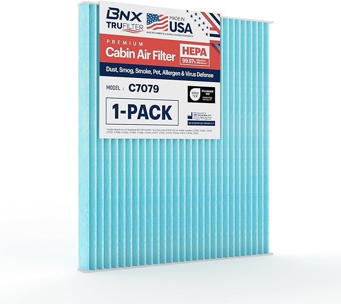 BNX TruFilter C7079 Cabin Air Filter, HEPA 99.97%, Compatible With Nissan Altima, Maxima, Murano, Pathfinder; Infiniti JX35, Q60, QX60