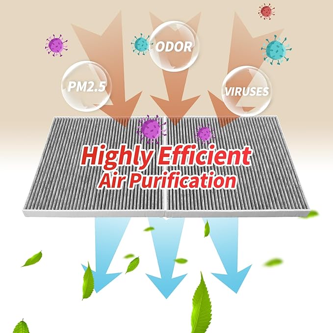 Air Filter Compatible with Tesla Model S 2016 2017 2018 2019 2020 Cabin Air Filter HEPA Air Intake Filter Replacement with Activated Carbon