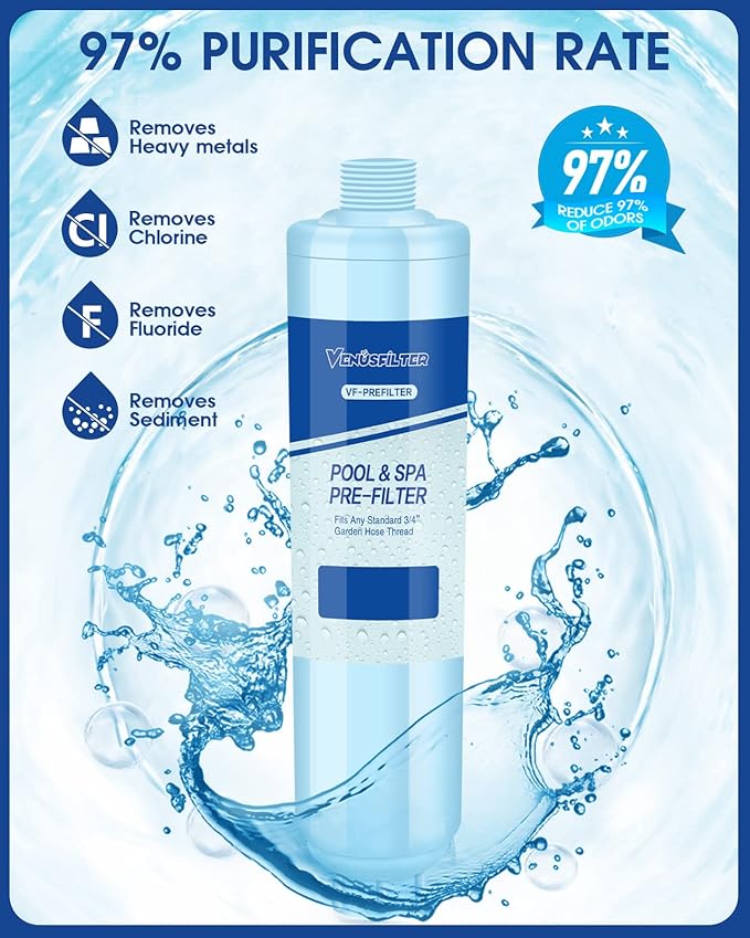 Garden Hose Filter for Filling Hot Tub, Pool, Spa, Greatly Reduces Sediment, Chlorine, Heavy Metals and Odors, Standard 3/4" Garden Hose Thread (2 pack)