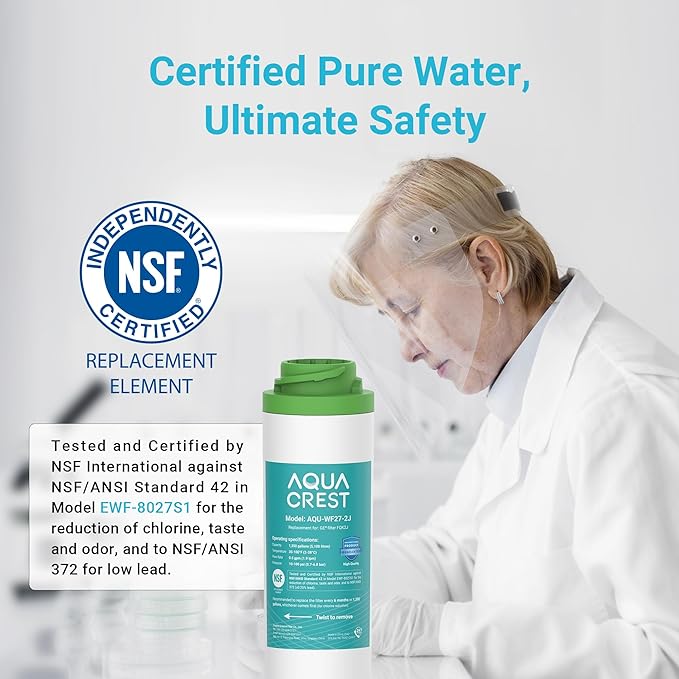 AQUACREST FQK2J Under Sink Water Filter, Replacement for GE FQK2J, FQK1K, NSF/ANSI 42 372 Certified, 1320 Gallons Dual Flow Drinking Water Replacement Filters (2 Count)