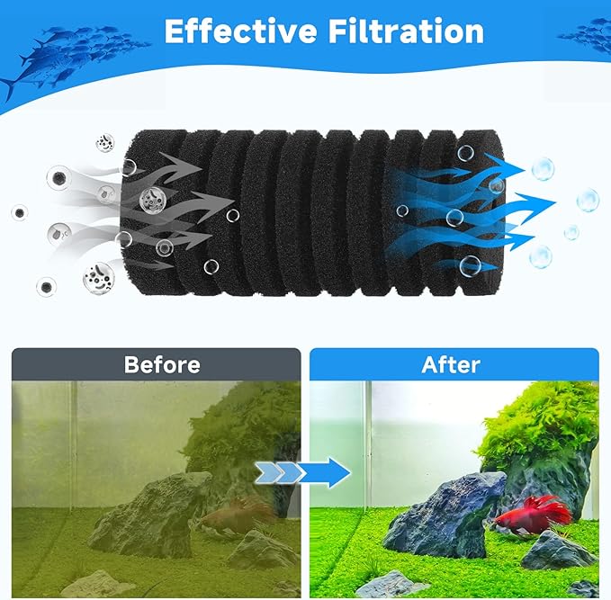 AQQA 4 Pack Aquarium Sponge Filter Replacement for AQ016-S