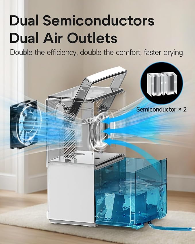 Small Dehumidifier with Drain Hose, Portable Dehumidifier for Bathroom, 118oz Dehumidifiers for Home 800 sq ft with 7 Colorful Light, Quiet Dehumidifiers for Bedroom RV Closet Basement,White