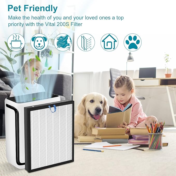 Vital 200S Replacement Filter for Levoit, High Efficiency and Activated Carbon Filter, 2 Pack