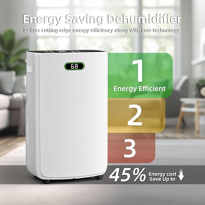 5000 Sq.Ft Dehumidifier for Basement with Drain Hose, 80 Pint Dehumidifiers for Home with Large 6.5L Water Tank,24H Timer,Child Lock,Defrost,Silent,4 Modes Operation Auto Shut-off