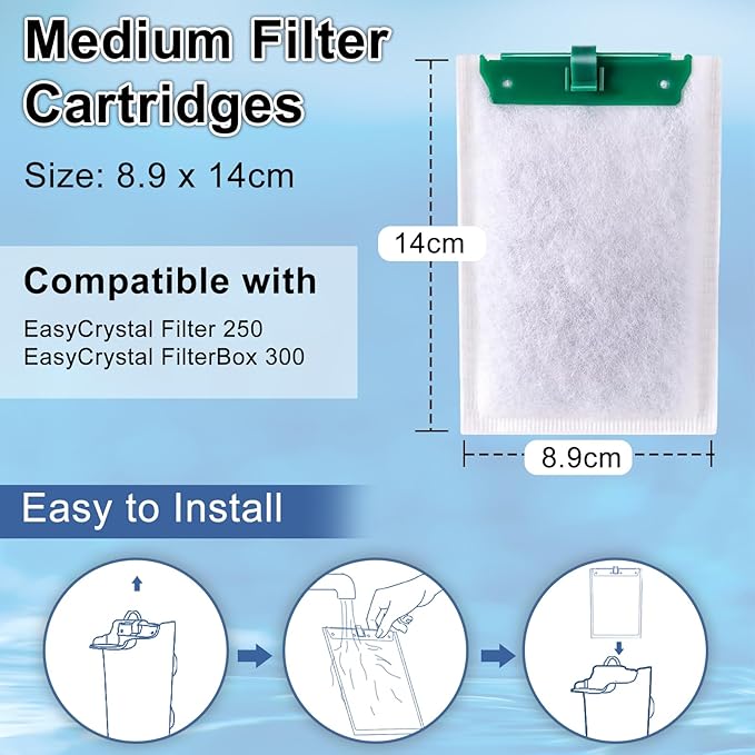 6 Pack Medium Filter Cartridges for Whisper Bio-Bag Filters, Aquarium Replacement Filter Cartridges for Whisper Filters Replacement Filter Cartridges for Whisper Filters 10i/IQ10/PF10 and ReptoFilter