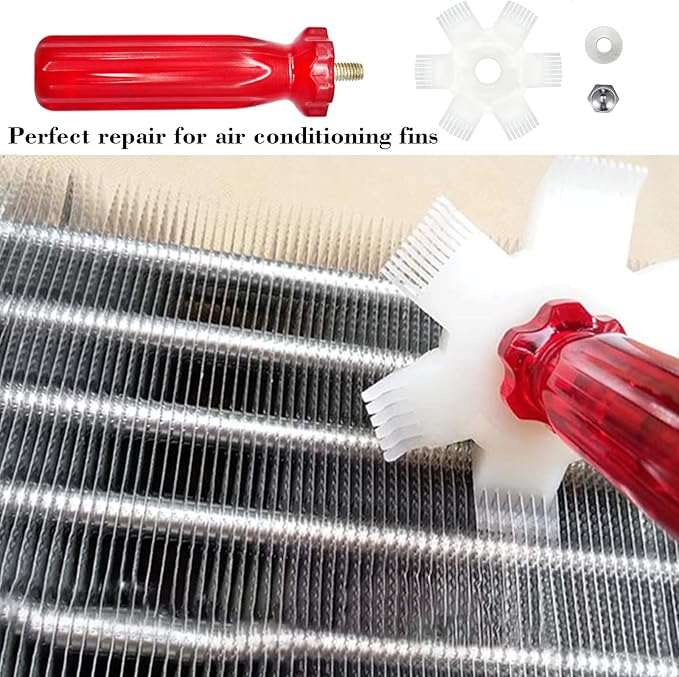 Yishem 7 Pcs Air Conditioner Fin Cleaner Set Air Conditioner Condenser Fin Comb Straightener Comb Fin Cleaning Brush Refrigerator Coil Cleaning Whisk Brush Metal Fin Evaporator Radiator Repair Tool