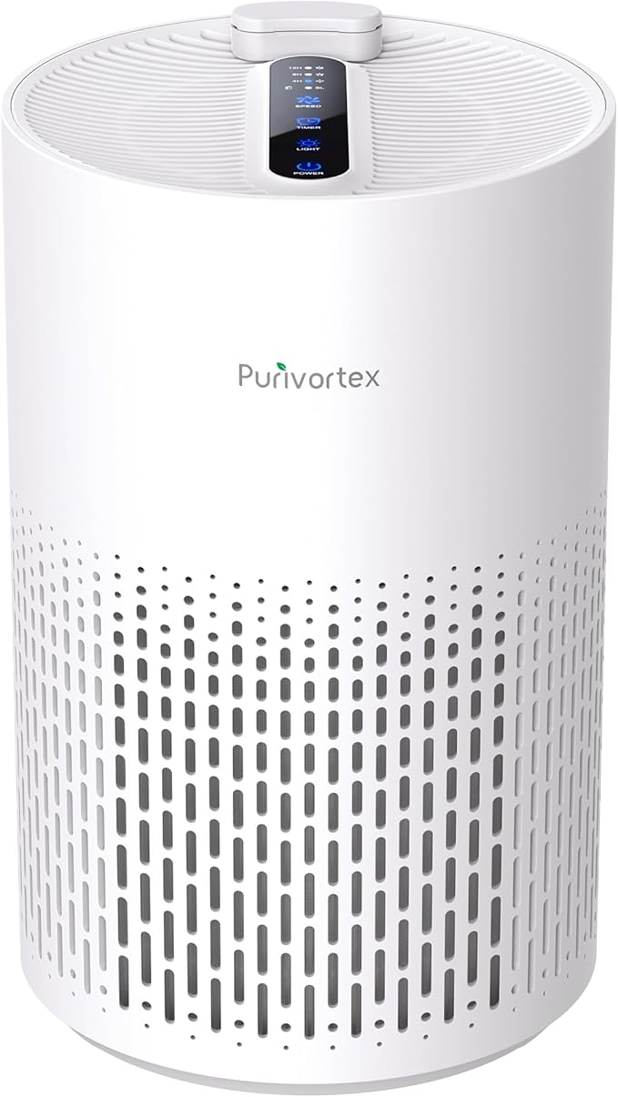 Purivortex Air Purifiers for Home, Quiet HEPA Air Filter for Pollen, Smoke, Dust, Pet Dander, Odor, Hair, Covers Up to 880 Sq Ft (Model: AC400 White with Fragrance Sponge)