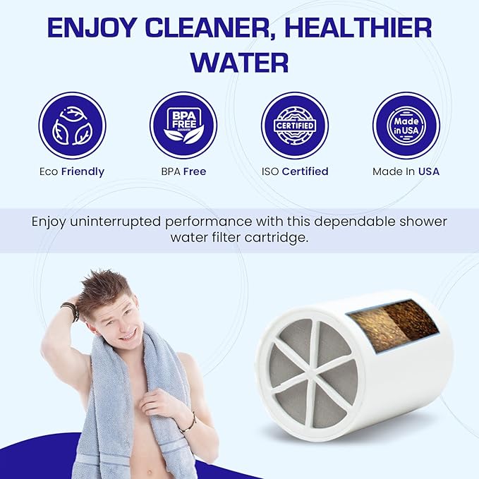 Crystal Quest Shower Filter Replacement Cartridge - Removes Chlorine and Contaminants for Cleaner Water - Durable BPA-Free - Built in the USA - Fits Crystal Quest Shower Filters [Pack of 4]
