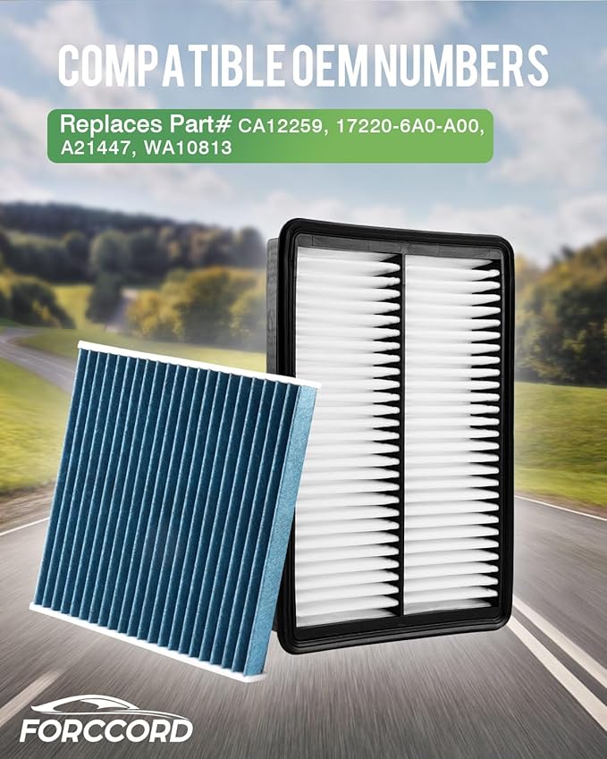 Cabin & Engine Air Filter Fit for Acura MDX 3.5L (2022-2025 2026), Honda Pilot 3.5L (2023-2025 2026) Activated Carbon Cabin Filter Replacement CF11182 17220-61A-A00 Car Accessories