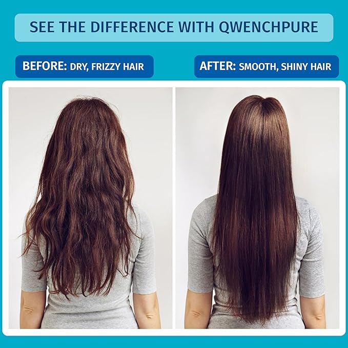 QwenchPure Shower Filter for Chlorine – High Output, 100% KDF-55, Removes Chlorine & Contaminants, Softens & Purifies Hard Water, Improves Skin & Hair, Easy Installation, Made for Hot Water