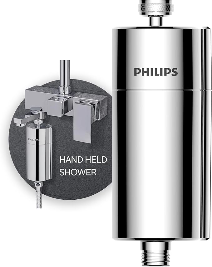 Philips Shower Filter, Water Softener for Hard Water Shower Head Filtration with Double Mesh & NSF Certified KDF Material, Reducing Chlorine/Impurities/Rust Sediments for Handheld Showerhead AWP1775CH