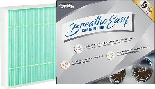 Spearhead HEPA Breathe Easy Cabin Filter, Up to 99.97% Filtration of 0.3 Micron Particles w/No Airflow Reduction (BE-151H)
