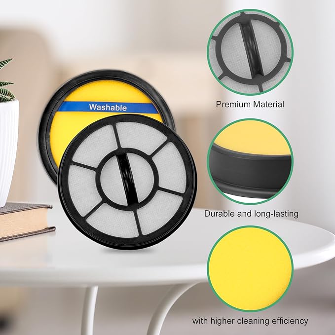 4PCS Washable Filter for Eureka DCF25 & EF7 Fit AS3030AE, AS3033A, AS3101A, AS3104AX, AS3304A Vacuum Cleaner Replacement, Parts 67600 & 68657
