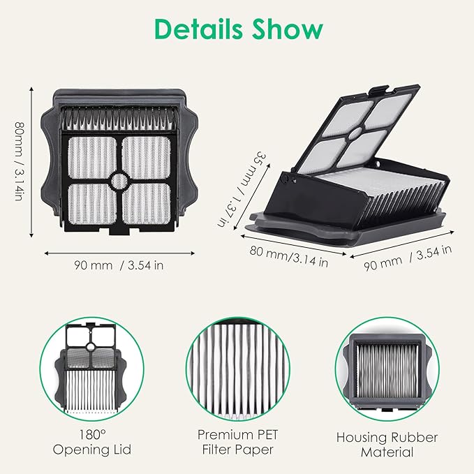 5 Pack Filter Replacement for Tineco iFloor 3, Floor ONE S3, Floor ONE S5, Floor ONE S5 Pro Cordless Wet Dry Vacuum Cleaner, Vacuum Filter Replacement, Replacement Parts for Tineco S3