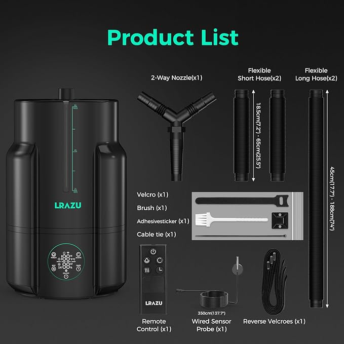 6L Humidifier for Plants, Reptile Mister System Foggers for Home Indoor, Smart Humidifier with Timer for Grow Tent, Mushroom, Houseplants, Reptile Tank and Accessories - 40H 22dB Remote Control