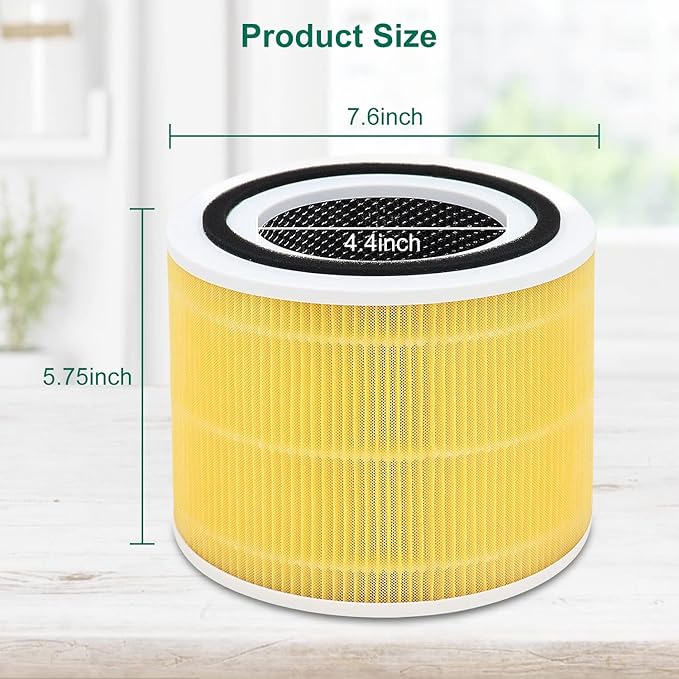 4 Pack Core 300/Core P350 Compatible with LEVOIT Core P350/Core 300 and Core 300S, Grade True Filter High-Efficiency Activated Carbon, Compare to Part # Core 300-RF (Yellow-4 Pack)