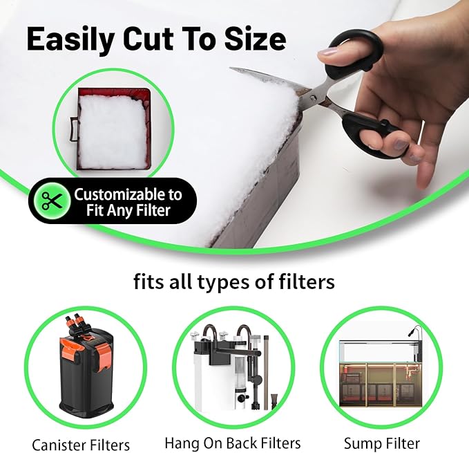 hygger 3/4'' Thick Aquarium Filter Floss 12"x 86" Poly Fiber Fish Tank Filter Media Water Polishing Filter Pad for Sump Canister Hang On Back Filter Cut to Size