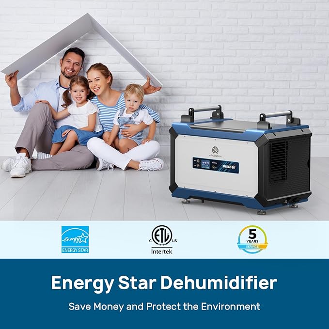 ARGENDON 145 Pint Crawl Space/Basement Dehumidifier with Drain Hose, Energy Star Commercial Dehumidifiers for Large Space, Industrial, Water Damage, Auto Defrosting, 5 Years Limited Warranty