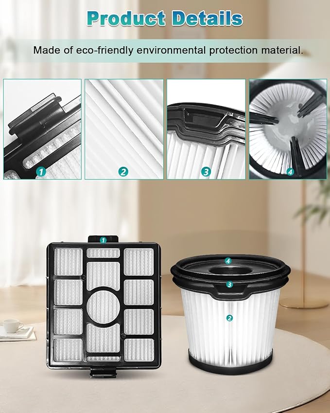 BU3523 BU3521 BU3120 HEPA Filter Replacement Compatible with Shark BU3521 Clean Lightweight Cordless Stick Cleaner, Shark BU3523 Clean and Empty Cordless Stick Vacuum, Auto Empty System (3 Pack)