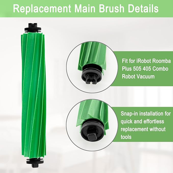 Replacement Parts Accessories Kit for iRobot Roomba Plus 505 Combo 405 Combo Robot Vacuum Cleaner, 2 Roller Brush, 6 Mop Pads, 6 Filters, 8 Side Brush, 8 Vacuum Bags